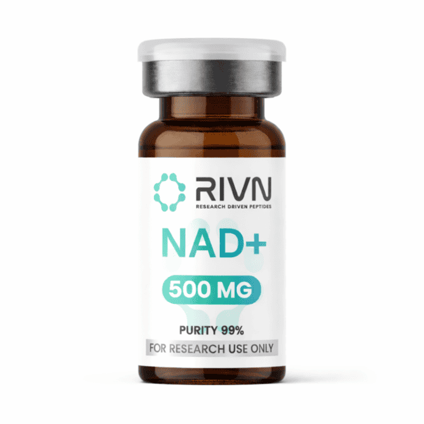 RIVN NAD+ 500MG peptide supplement bottle for research use.