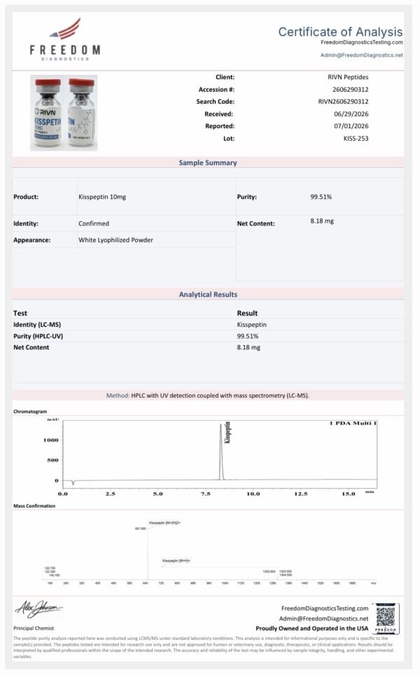 Rivn Peptides KISSPETIN supplement bottles for peptide research.